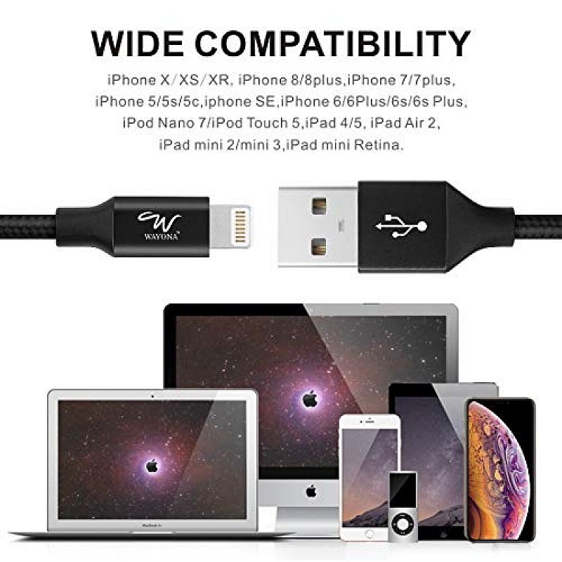 Wayona Nylon Braided (2 Pack) USB Syncing and Charging Cable sync and Charging Cable for Iphone, Ipad, (3 FT Pack of 2)