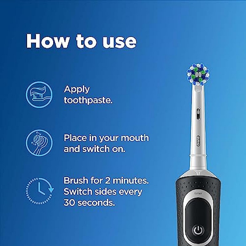 Oral B Vitality 100 Black Criss Cross Electric Rechargeable Toothbrush for adults Powered by Braun