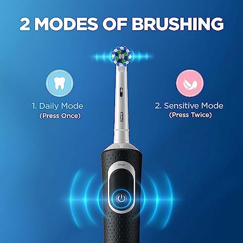 Oral B Vitality 100 Black Criss Cross Electric Rechargeable Toothbrush for adults Powered by Braun