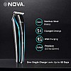 Nova NHT 1073 Battery Powered USB Rechargeable and Cordless: 60 Minutes Runtime Professional Hair Clipper for Men, Blue