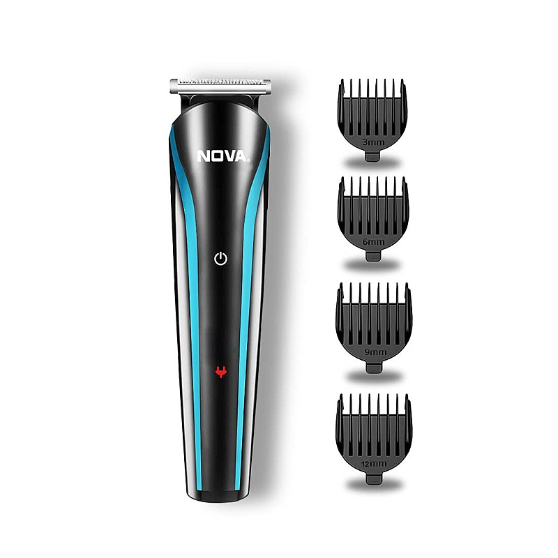 Nova NHT 1073 Battery Powered USB Rechargeable and Cordless: 60 Minutes Runtime Professional Hair Clipper for Men, Blue