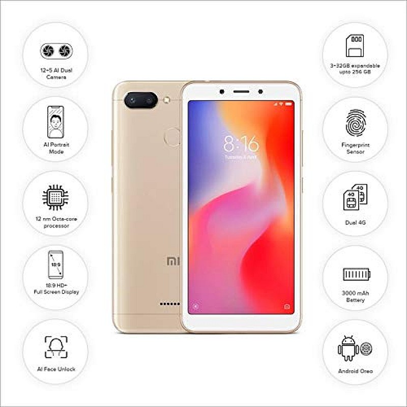 Redmi 6a Gold 3GB RAM, 32GB Storage Refurbished