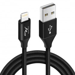 Wayona Nylon Braided 3A Lightning to USB A Syncing and Fast Charging Data Cable for iPhone, Ipad (3 FT Pack of 1, Black)