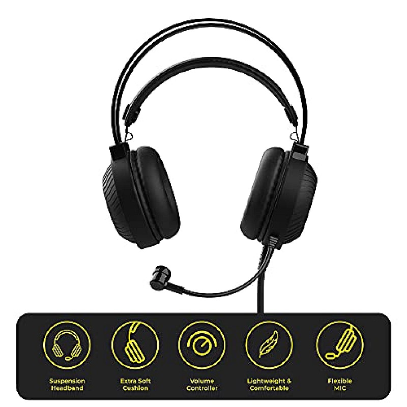 ZEBRONICS Zeb-8 BIT Premium Gaming Headphones with 50mm Drivers, Gaming Grade inbuilt mic