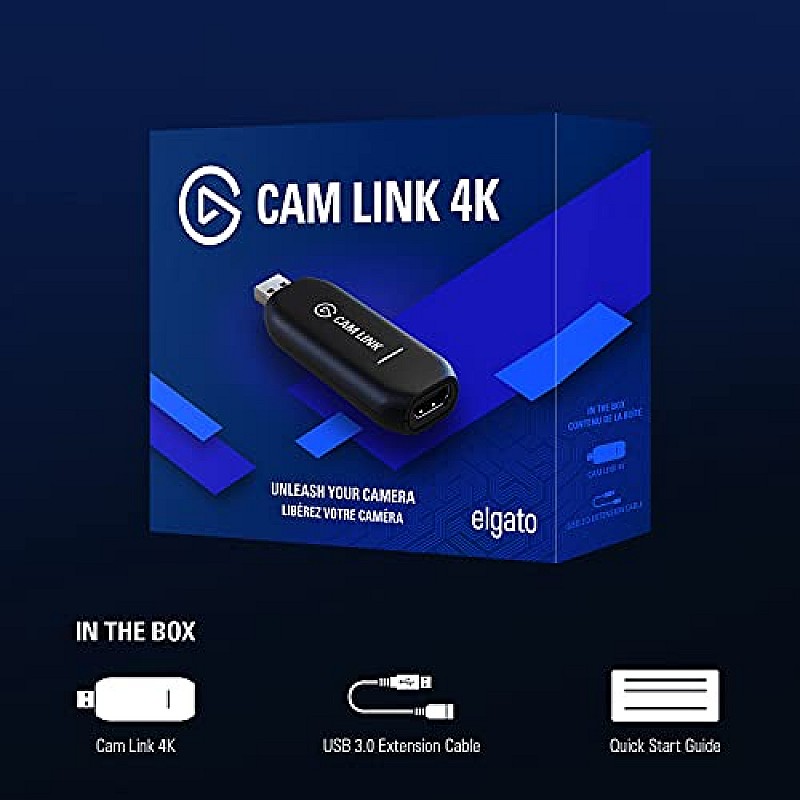 Corsair Elgato Cam Link 4K USB 3.0 Broadcast Live, Record via DSLR, Camcorder Compact HDMI Capture Device