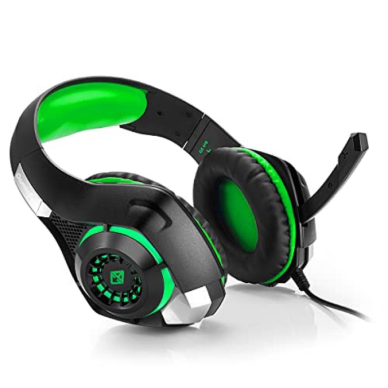 Cosmic Byte GS410 Wired Over-Ear Headphones with mic and for PS5, PS4, Xbox One, Laptop, PC (Black/Green)