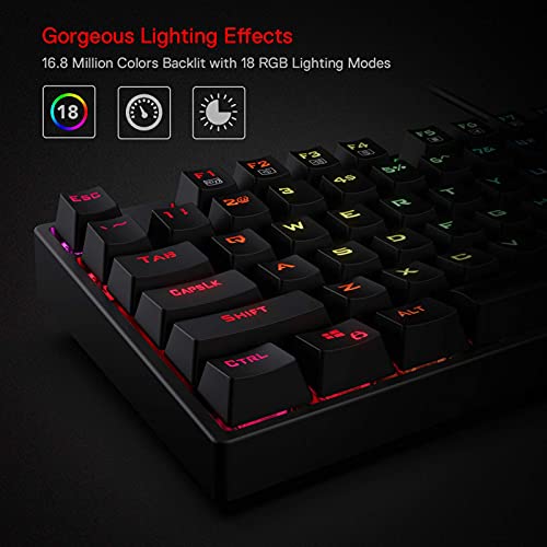 Redragon SU-RARA K582 RGB LED Backlit Mechanical Gaming Wired Keyboard with 104 Keys-Linear and Quiet-Red Switch Black Redragon SU-RARA K582 RGB LED Backlit Mechanical Gaming Wired Keyboard with 104 Keys-Linear and Quiet-Red Switch Black