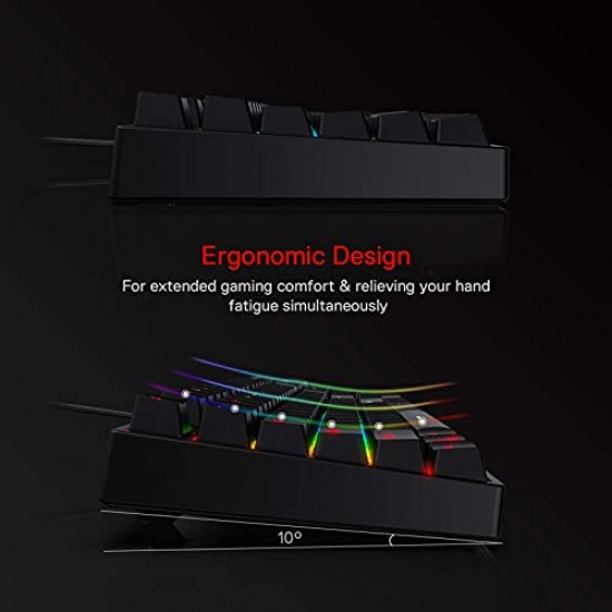 Redragon SU-RARA K582 RGB LED Backlit Mechanical Gaming Wired Keyboard with 104 Keys-Linear and Quiet-Red Switch Black