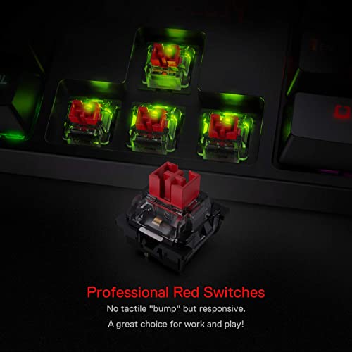 Redragon SU-RARA K582 RGB LED Backlit Mechanical Gaming Wired Keyboard with 104 Keys-Linear and Quiet-Red Switch Black Redragon SU-RARA K582 RGB LED Backlit Mechanical Gaming Wired Keyboard with 104 Keys-Linear and Quiet-Red Switch Black