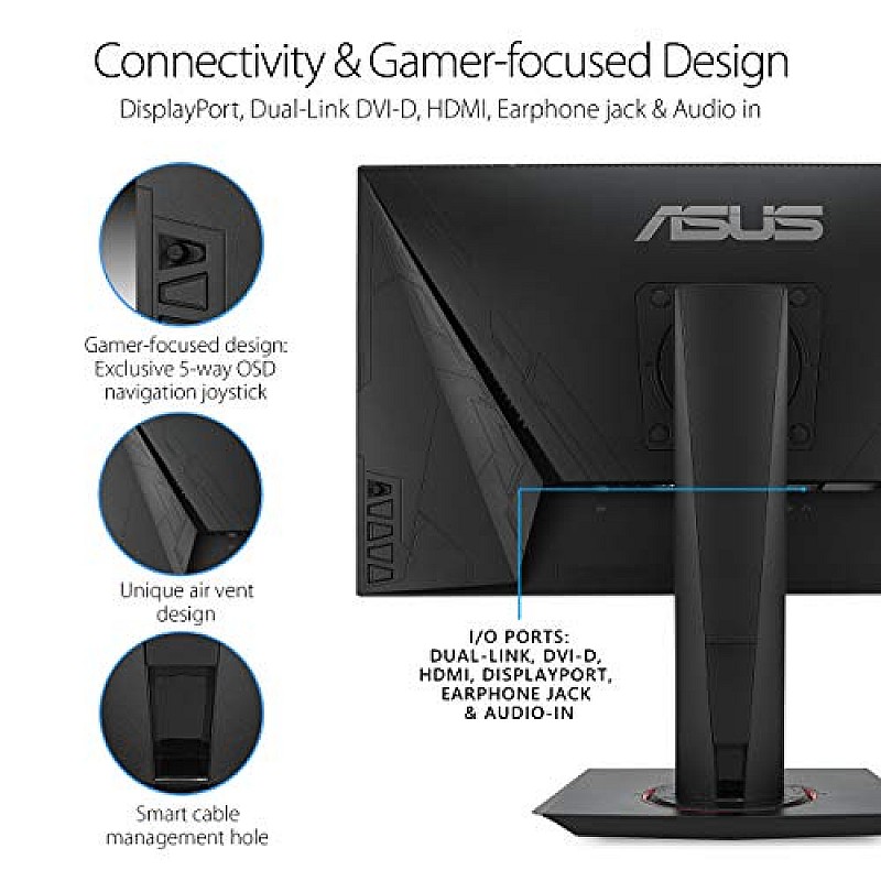 ASUS VG278QR 27 Inch Full HD 1920 x 1080 Pixels Nvidia G-Sync Compatible Esports Gaming LCD Monitor Black