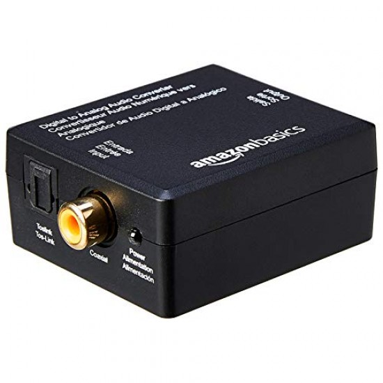 amazon basics Digital Optical Coax to Analog RCA Audio Converter Adapter with Fiber Cable