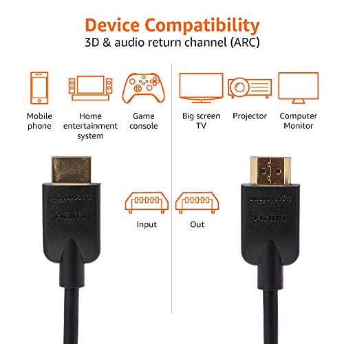 Amazon Basics Flexible Premium HDMI Cable (Black, 4K@60Hz, 18Gbps), 3-Foot
