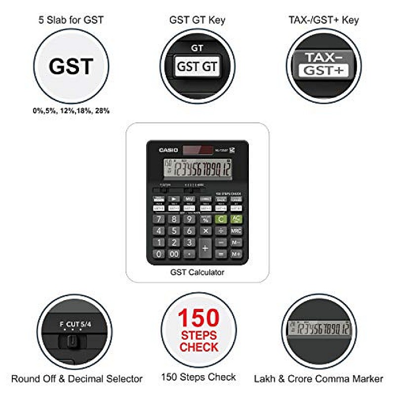 Casio MJ-12GST GST Calculator-(Black)