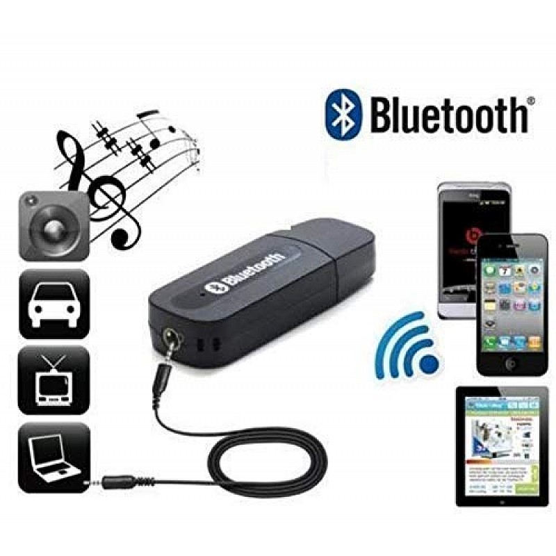 AIRTREE Universal Wireless Bluetooth V2.1 Car Kit Hands Free 3.5mm Music Audio Receiver Compatible with Smart Mobiles