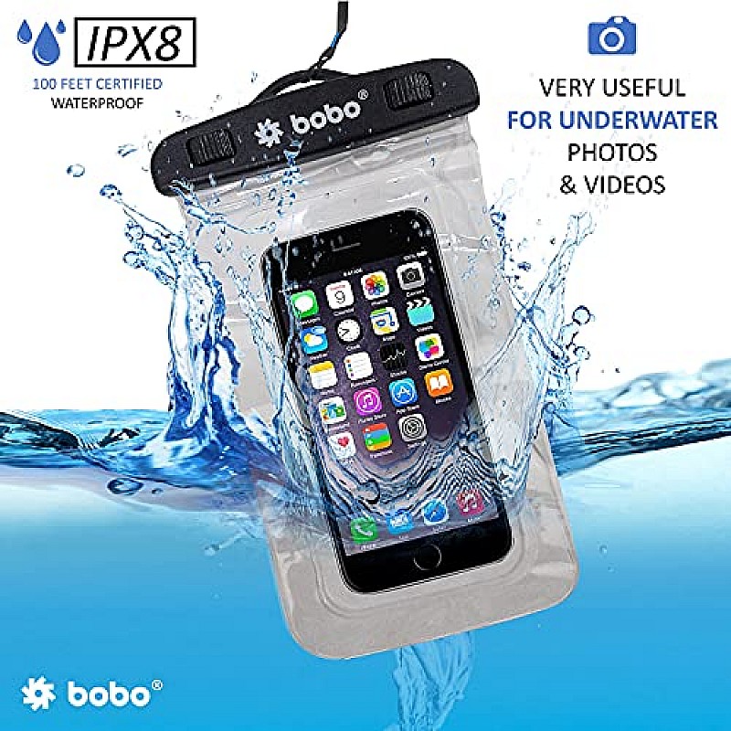 BOBO Non-Toxic TPU and Plastic Dry Bag Case for iPhone Xs Max XR XS X 8 7 6S 6 Plus, (Transparent)