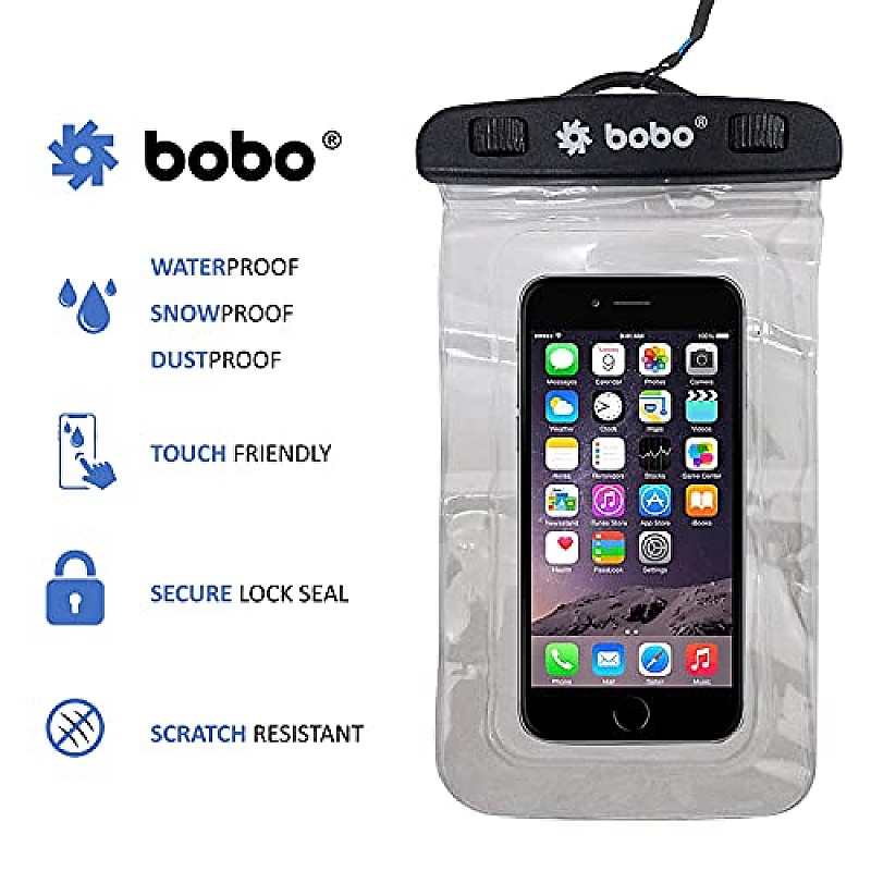 BOBO Non-Toxic TPU and Plastic Dry Bag Case for iPhone Xs Max XR XS X 8 7 6S 6 Plus, (Transparent)