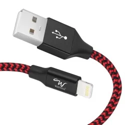 Wayona Usb Nylon Braided Data Sync And Charging Cable For Iphone, Ipad Tablet (Red, Black)
