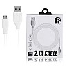 Backet Micro USB Cable for Android with Charging Speeds Up to 2.1 Amps (White)