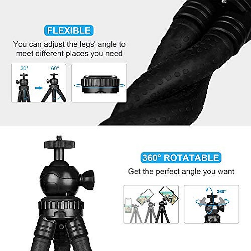 Adofys Flexible Gorillapod Tripod with 360° Rotating Ball Head Tripod for All DSLR Cameras(Max Load 1.5 kgs) 