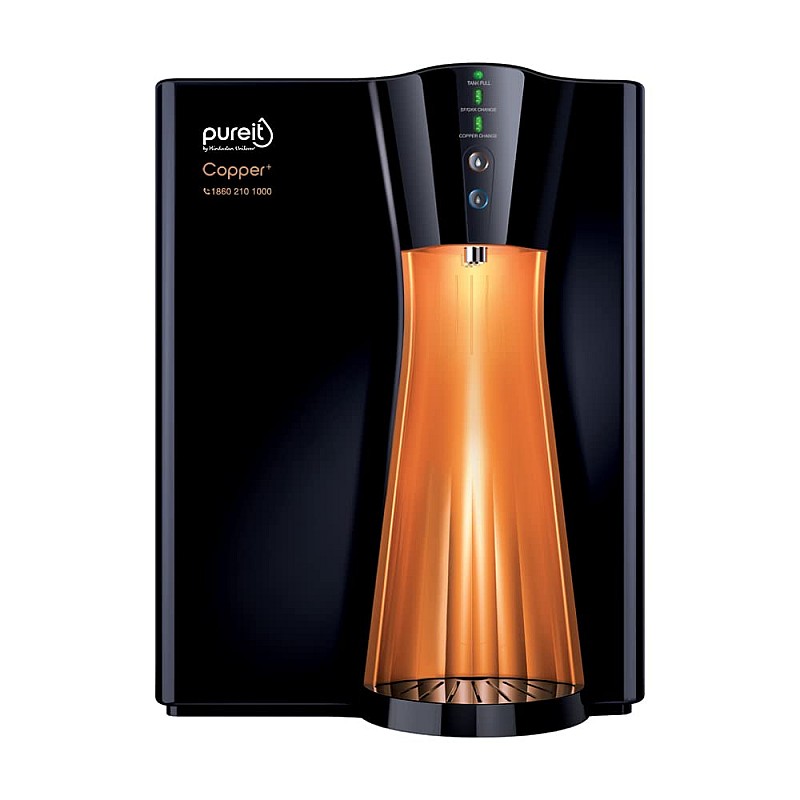 HUL Pureit Copper+ Mineral RO + UV + MF 7 stage Water Purifier Black And Copper 8 litres Water Purifier