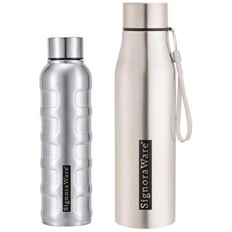 Signoraware Blaze Single Walled Stainless Steel Fridge Water Bottle, 1 Litre, Silver,Set of 1 Signoraware Blaze Single Walled Stainless Steel Fridge Water Bottle, 1 Litre, Silver,Set of 1