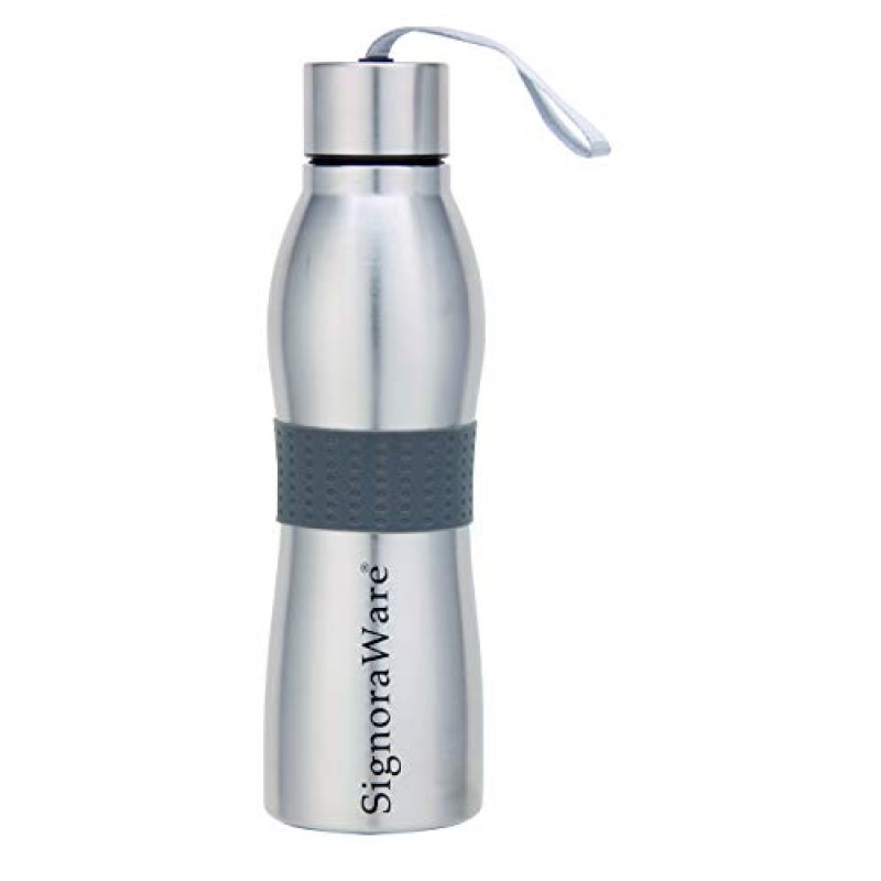 Signoraware Blaze Single Walled Stainless Steel Fridge Water Bottle, 1 Litre, Silver,Set of 1