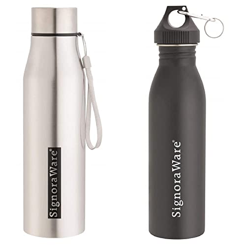 Signoraware Blaze Single Walled Stainless Steel Fridge Water Bottle, 1 Litre, Silver,Set of 1 Signoraware Blaze Single Walled Stainless Steel Fridge Water Bottle, 1 Litre, Silver,Set of 1
