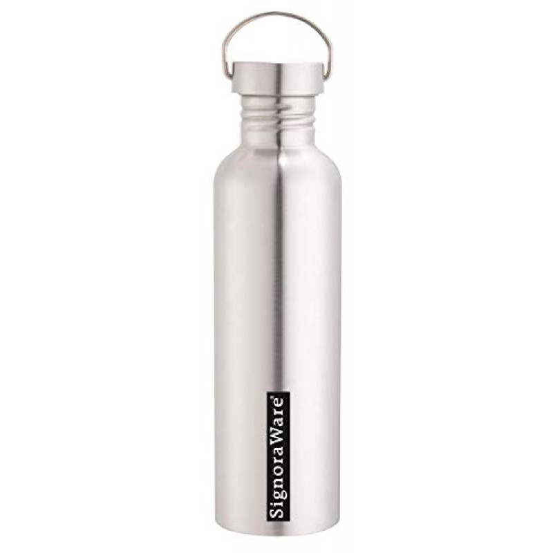 Signoraware Blaze Single Walled Stainless Steel Fridge Water Bottle, 1 Litre, Silver,Set of 1