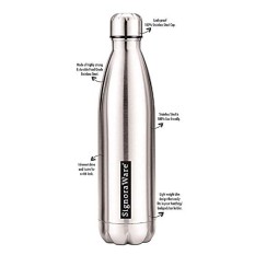 Signoraware Blaze Single Walled Stainless Steel Fridge Water Bottle, 1 Litre, Silver,Set of 1 Signoraware Blaze Single Walled Stainless Steel Fridge Water Bottle, 1 Litre, Silver,Set of 1