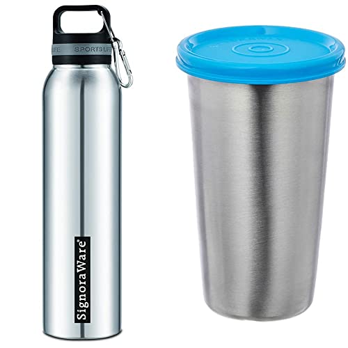 Signoraware Blaze Single Walled Stainless Steel Fridge Water Bottle, 1 Litre, Silver,Set of 1 Signoraware Blaze Single Walled Stainless Steel Fridge Water Bottle, 1 Litre, Silver,Set of 1