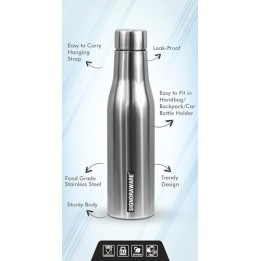 Signoraware Blaze Single Walled Stainless Steel Fridge Water Bottle, 1 Litre, Silver,Set of 1 Signoraware Blaze Single Walled Stainless Steel Fridge Water Bottle, 1 Litre, Silver,Set of 1