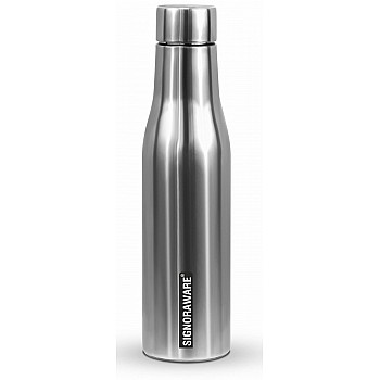 Signoraware Blaze Single Walled Stainless Steel Fridge Water Bottle, 1 Litre, Silver,Set of 1