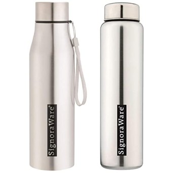 Signoraware Blaze Single Walled Stainless Steel Fridge Water Bottle, 1 Litre, Silver,Set of 1 Signoraware Blaze Single Walled Stainless Steel Fridge Water Bottle, 1 Litre, Silver,Set of 1