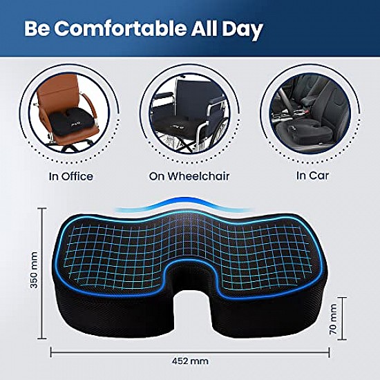 Dr Trust (USA Non-Slip Orthopedic Coccyx Seat Cushion for Tailbone and Sciatica Pain Relief Hip Support