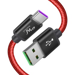 Wayona Nylon Dash Braided Charging Cable And Data Sync Fast Charge Type C (Red, 3Ft, 5V/4A)