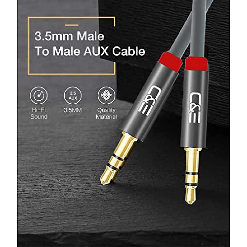 C&E CNE722887 50ft(15.2M) 3.5mm Aux Male to Male Extension Stereo Audio Cable Grey 