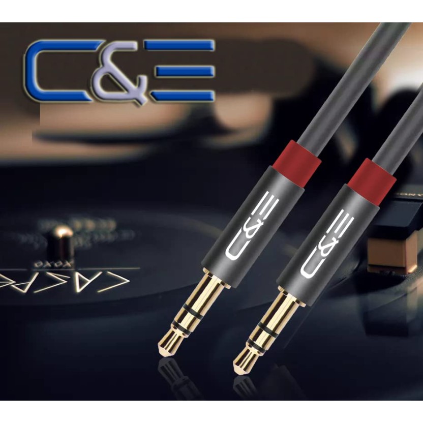 C&E CNE722887 50ft(15.2M) 3.5mm Aux Male to Male Extension Stereo Audio Cable Grey