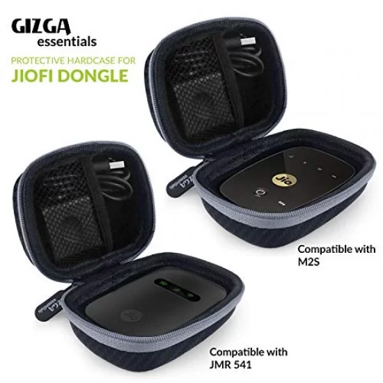 Gizga Essentials Carrying Case for JioFi 4G M2S and JioFI3 WiFi Hotspot Dongle, Shock Asbsorber Protective Black