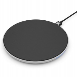 iVoltaa Airbase1 10W [Qi Certified] Metal Wireless Charging Pad Fast Charger for Galaxy S9, S9Plus, S8, S7, Note 8 (Black- Leather Top)