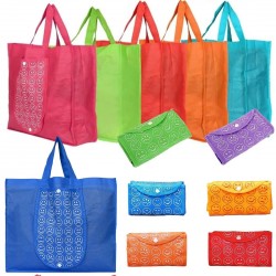 Airtree Set of 6 Foldable Reusable Shopping Bags Printed Bags for Grocery Purchase Market Daily Use Gift