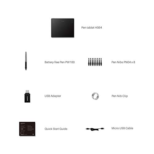 HUION HS64 Graphics Drawing Tablet Battery-Free Stylus Android Windows macO (HS64, 6.3 x 4 inch) HUION HS64 Graphics Drawing Tablet Battery-Free Stylus Android Windows macO (HS64, 6.3 x 4 inch)