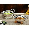 Amazon Brand  Solimo Stainless Steel Induction Bottom Kadhai Set size 18cm, 20cm