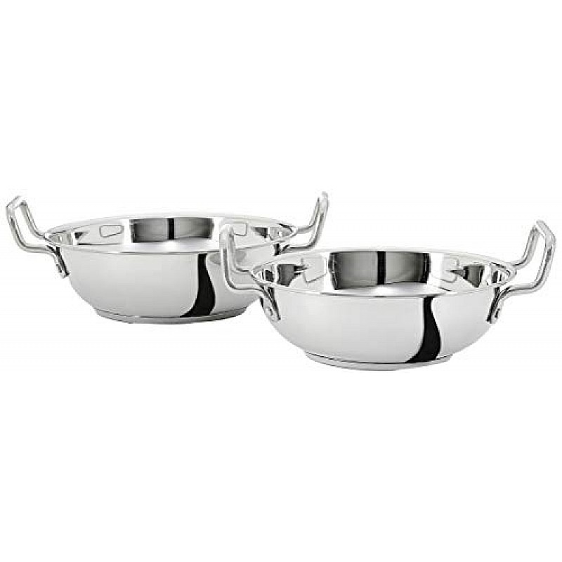 Amazon Brand  Solimo Stainless Steel Induction Bottom Kadhai Set size 18cm, 20cm