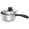 Amazon Brand Solimo Stainless Steel Saucepan with Glass Lid, Induction Base 1500 milliliters 