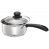 Amazon Brand Solimo Stainless Steel Saucepan with Glass Lid, Induction Base 1500 milliliters 