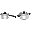 Amazon Brand Solimo Stainless Steel Saucepan with Glass Lid, Induction Base 1500 milliliters 