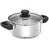 Amazon Brand Solimo Stainless Steel Saucepan with Glass Lid, Induction Base 1500 milliliters 