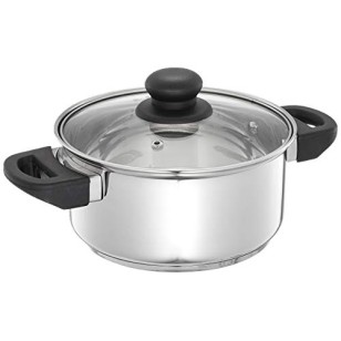 Amazon Brand Solimo Stainless Steel Saucepan with Glass Lid, Induction Base 1500 milliliters 