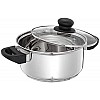 Amazon Brand Solimo Stainless Steel Saucepan with Glass Lid, Induction Base 1500 milliliters 