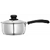 Amazon Brand Solimo Stainless Steel Saucepan with Glass Lid, Induction Base 1500 milliliters 